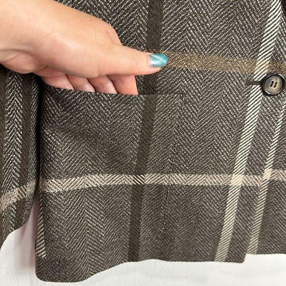 Kasper For A.S.L. Vintage Wool Blend Plaid Single Breasted Blazer Size 10 - Picture 3 of 11
